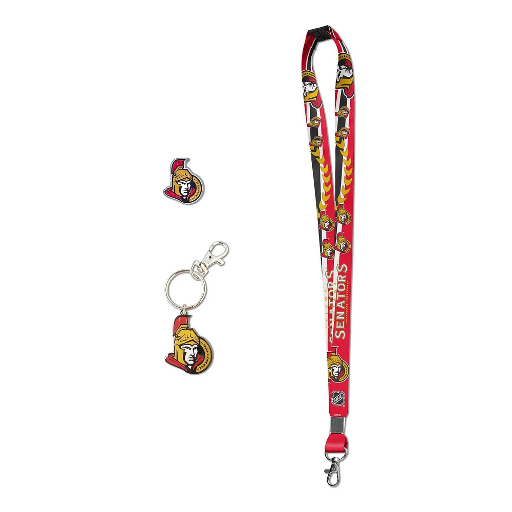 The Sports Vault NHL Licensed Ottawa Senators Lanyard Pin & Keychain Set