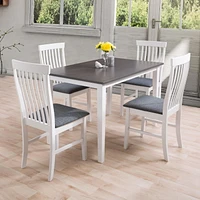 CorLiving Michigan 5-Piece White Wood and Gray Veneer Dining Table Set for 4 - Perfect Kitchen Table and Chairs - Dining Room Table Set for 4, Ideal Small Kitchen Table Set with Chairs