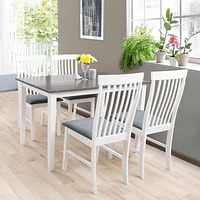 CorLiving Michigan 5-Piece White Wood and Gray Veneer Dining Table Set for 4 - Perfect Kitchen Table and Chairs - Dining Room Table Set for 4, Ideal Small Kitchen Table Set with Chairs