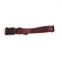 One Paw, Buffalo Plaid Nylon Dog Collar with Metal Buckle, Water Repellent, Multiple sizes, One Paw Buffalo Plaid Nylon Dog Collar