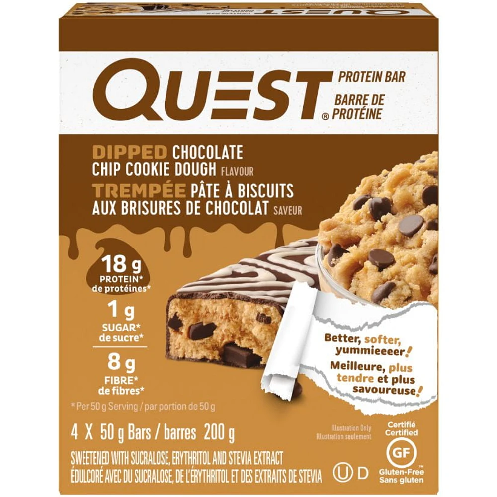 Quest Dipped Chocolate Chip Cookie Dough 4 Pack., Quest Dip Choc 4pk