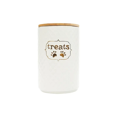 One Paw, Pot à friandises pour chien en céramique texturée, durable et élégant, 1.8 kg Pot à friandises en céramique texturée