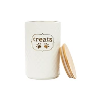 One Paw, Pot à friandises pour chien en céramique texturée, durable et élégant, 1.8 kg Pot à friandises en céramique texturée