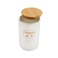 One Paw, Pot à friandises pour chien en céramique texturée, durable et élégant, 1.8 kg Pot à friandises en céramique texturée