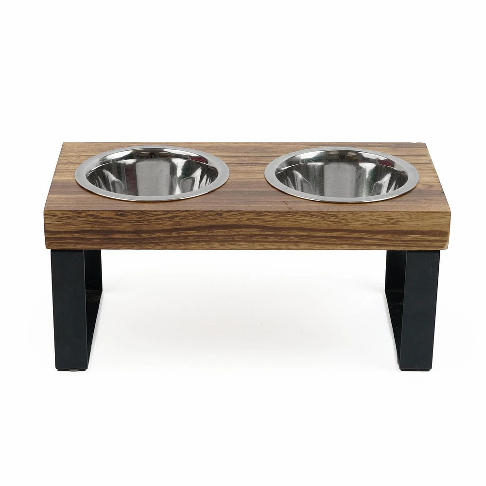 One Paw, Bamboo Wood & Stainless Steel Dog Dinner with Non-Slip Bottom, 355ml (12 OZ), Wood & Metal Dog Dinner