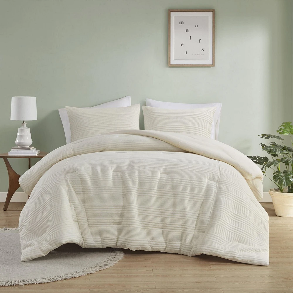 Home Essence Finley 3 Piece Knitted Jersey Comforter Set