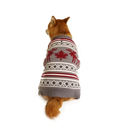 One Paw, Knitted Dog Sweater with Sherpa Lining, Moose, Water-Resistant, Multiple sizes, One Paw Knitted Dog Sweater