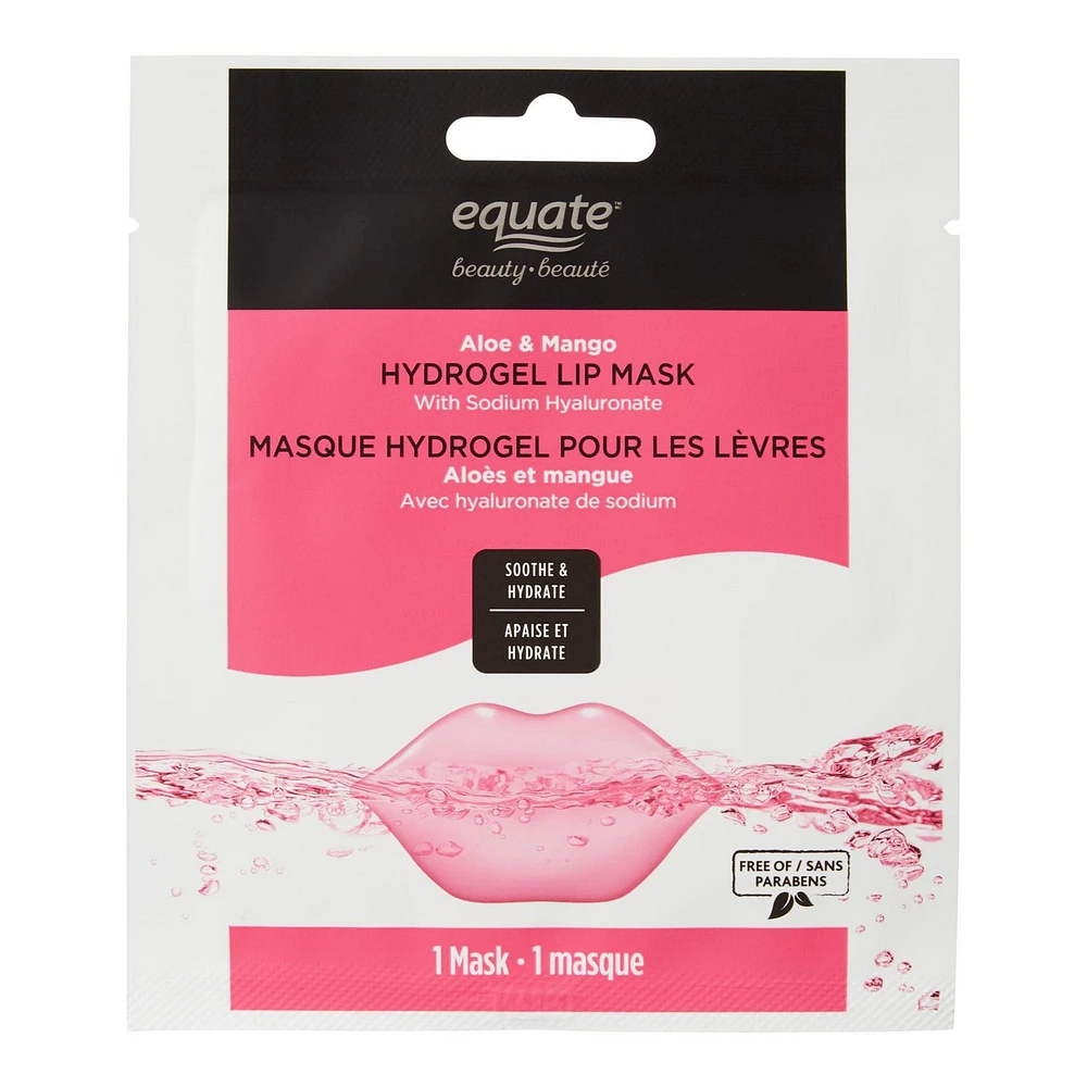 Masque hydrogel pour les lèvres à l'aloès et à la mangue Equate Beauté 1 masque