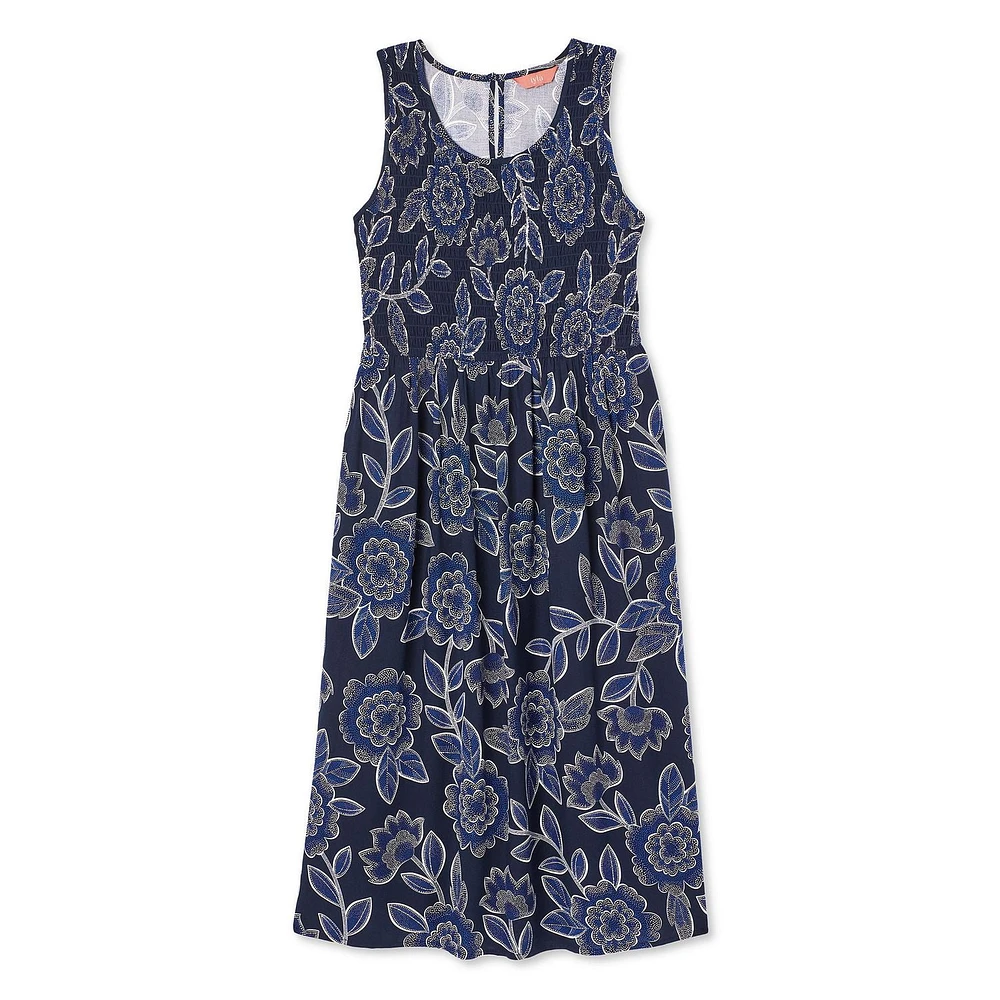 Robe sans manches à smocks Iyla pour femmes Tailles P-TTG