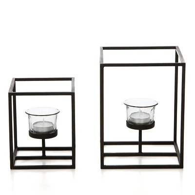 hometrends Black Cube Candle Holder Giftbox