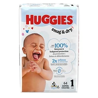 Couches Huggies Snug & Dry Baby, ECONO Size 1-8 (8-35+lbs), 256-96 Ct