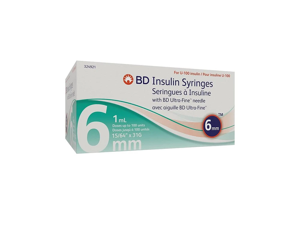Seringue à Insuline Avec Aiguille BD Ultra-Fine 6mm 1.0 ML