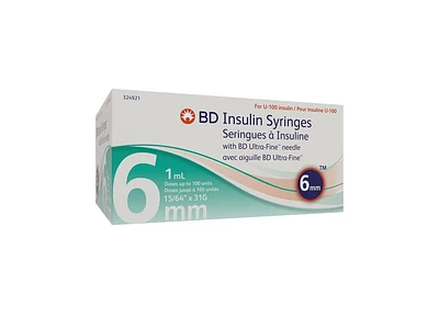 Seringue à Insuline Avec Aiguille BD Ultra-Fine 6mm 1.0 ML