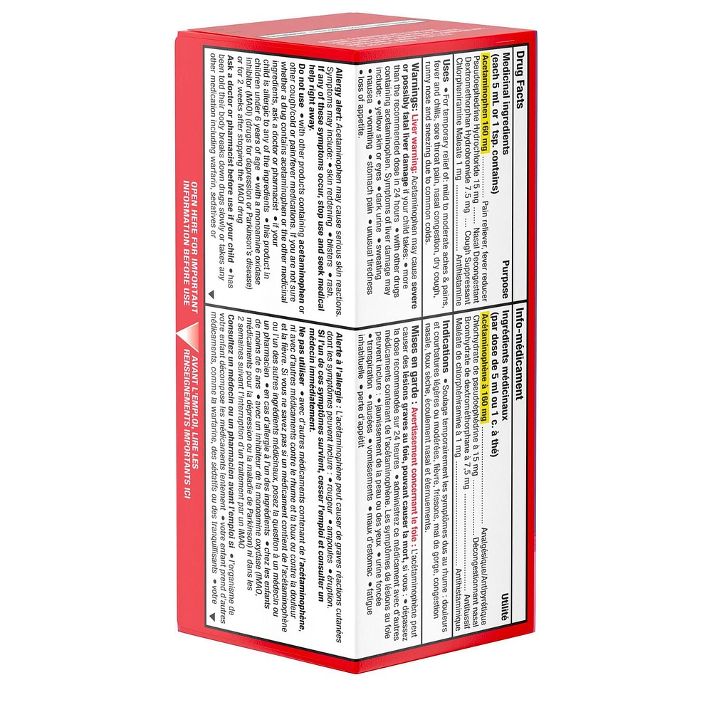 Children’s Tylenol Complete Cold, Cough & Fever Suspension Liquid, Bubble Gum Burst, 100 mL