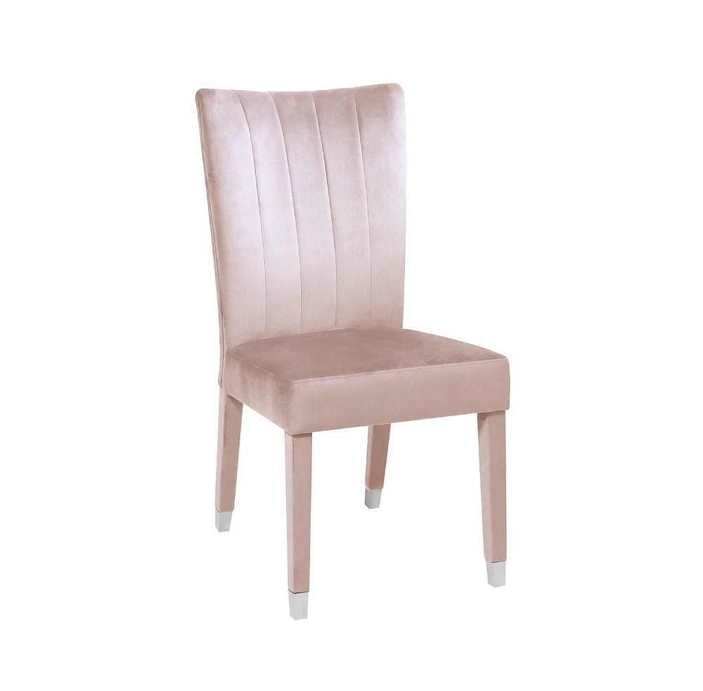 Set of 2 Upholstered Dining Chairs with Metal Capped legs