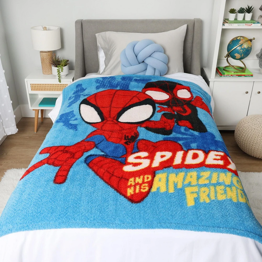 Marvel Spidey & Friends Curly Fur Throw, 50" x 60"