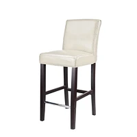 Ira Smooth Fabric Upholstered Bar Height Bar Stool with Wood Legs