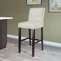 Ira Smooth Fabric Upholstered Bar Height Bar Stool with Wood Legs