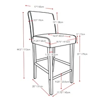 Ira Smooth Fabric Upholstered Bar Height Bar Stool with Wood Legs