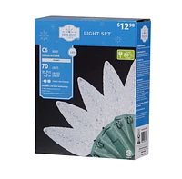 Holiday Time 70-Count Cool White Diamond-Cut LED C6 Christmas Lights, with Green Wire, 15.7', 3.25"(8.2 cm) bulb spacing