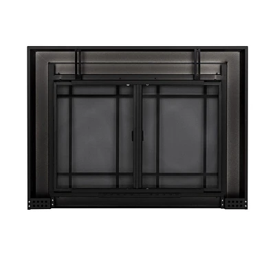 Pleasant Hearth EA- Easton Black Cabinet-Style Fireplace Doors with Smoke Tempered Glass