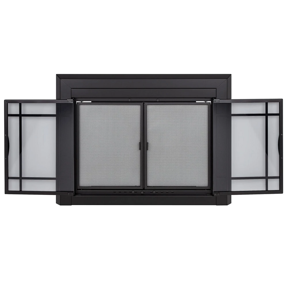 Pleasant Hearth EA- Easton Black Cabinet-Style Fireplace Doors with Smoke Tempered Glass