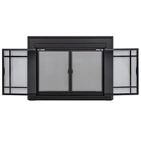 Pleasant Hearth EA- Easton Black Cabinet-Style Fireplace Doors with Smoke Tempered Glass