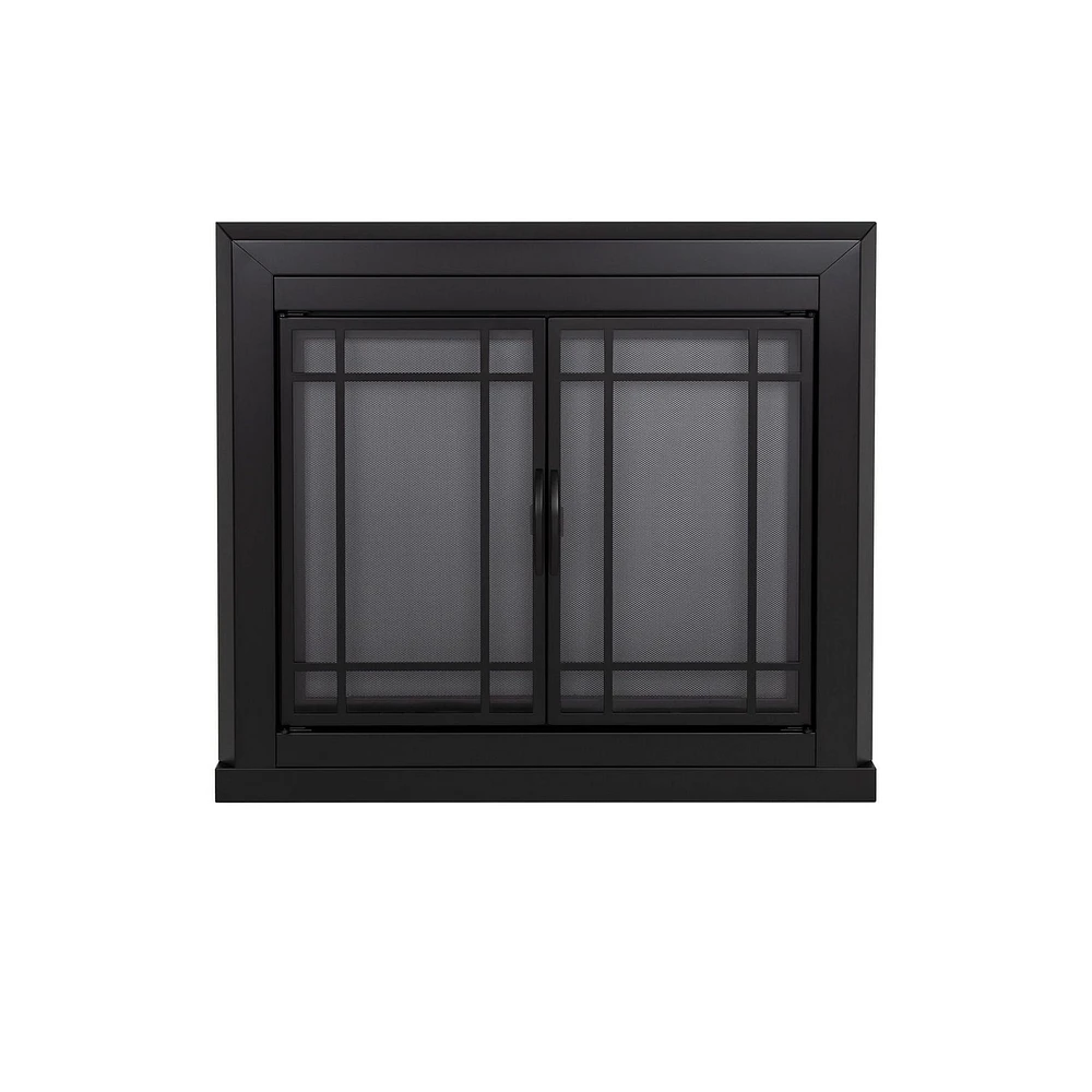 Pleasant Hearth EA- Easton Black Cabinet-Style Fireplace Doors with Smoke Tempered Glass