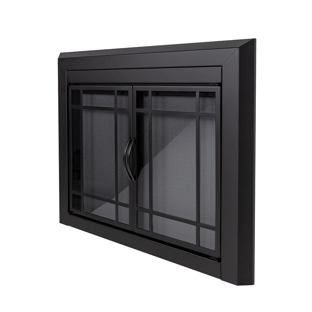 Pleasant Hearth EA- Easton Black Cabinet-Style Fireplace Doors with Smoke Tempered Glass