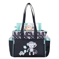 Baby Boom Monkey Zip Front Tote Diaper Bag - Black