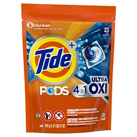 Tide 4-n-1 Ultra Oxi PODS Laundry Detergent Pacs, HE Compatible, Built in Pre-treater for Stains, 23CT