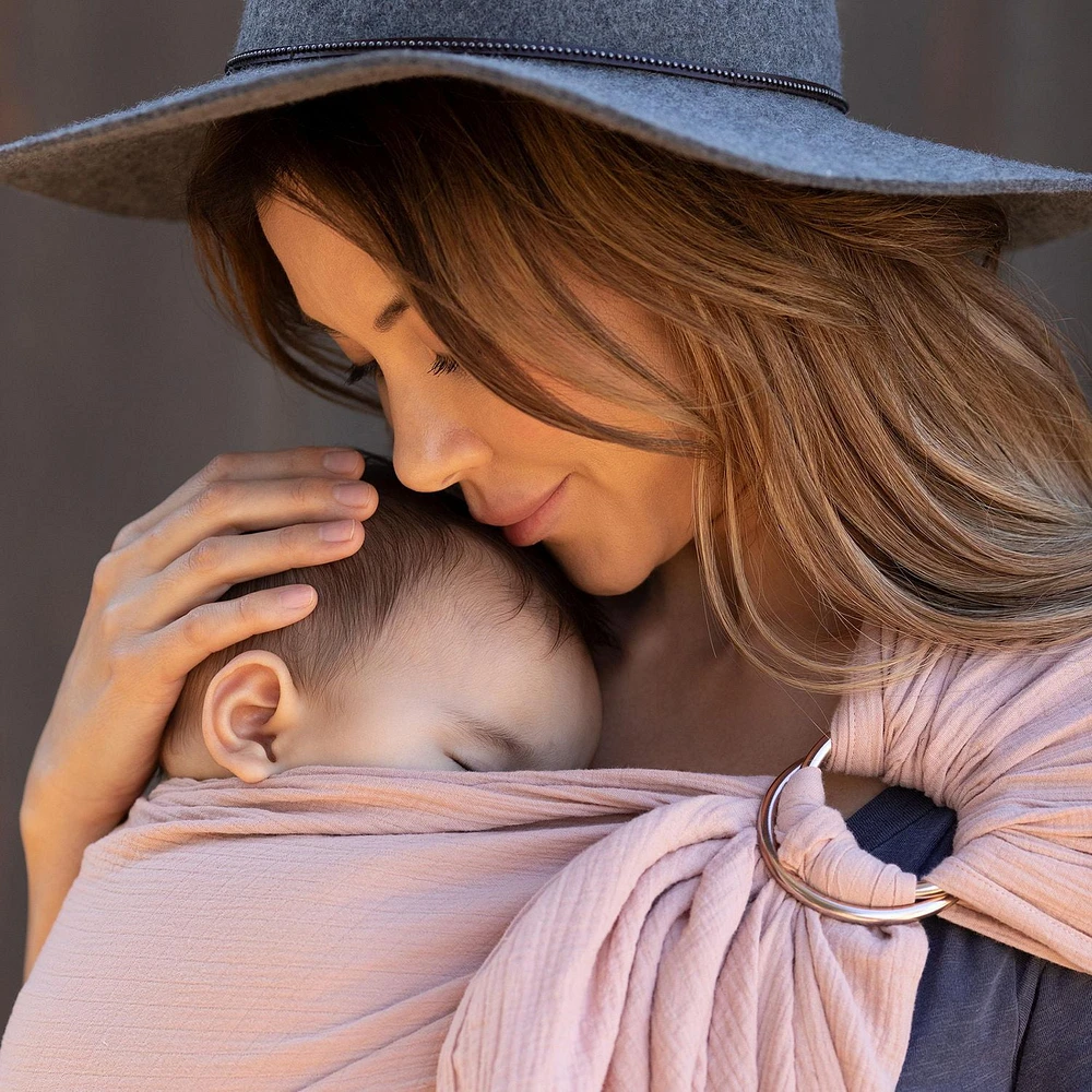 MOBY - Ring Sling - Taille unique | Wrap de soutien polyvalent pour les mères, les pères et les soignants | Écharpe et porte-bébé pour nouveau-nés, nourrissons et tout-petits - Coton | Le support peut transporter des bébés pesant jusqu'à 33 lb | Étain