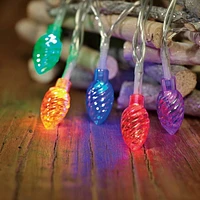 Holiday Time 20-Count Battery-Operated Iridescent Multicolor LED Spiral C3 Christmas Lights, with Timer, 7.9', 5"(12.7 cm) bulb spacing