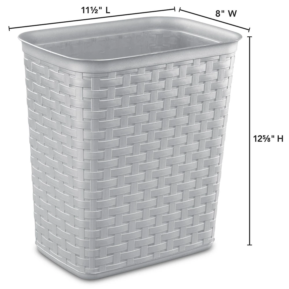 Sterilite 12.9L Weave Wastebasket-Grey, 12.9L