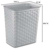 Sterilite 12.9L Weave Wastebasket-Grey, 12.9L