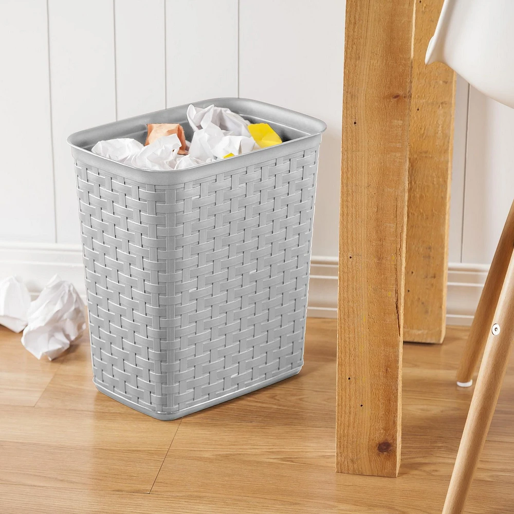 Sterilite 12.9L Weave Wastebasket-Grey, 12.9L