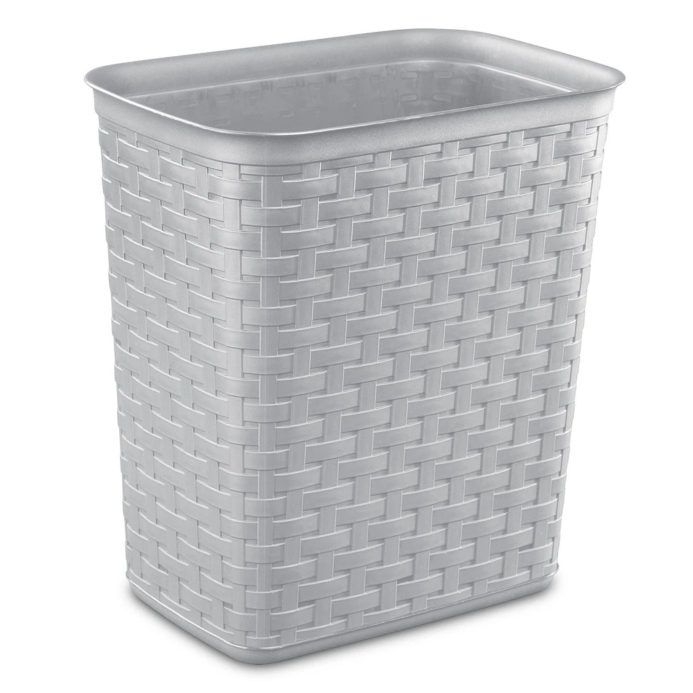 Sterilite 12.9L Weave Wastebasket-Grey, 12.9L