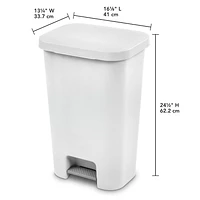 Sterilite 45L Step-On Wastebasket-White, 45L