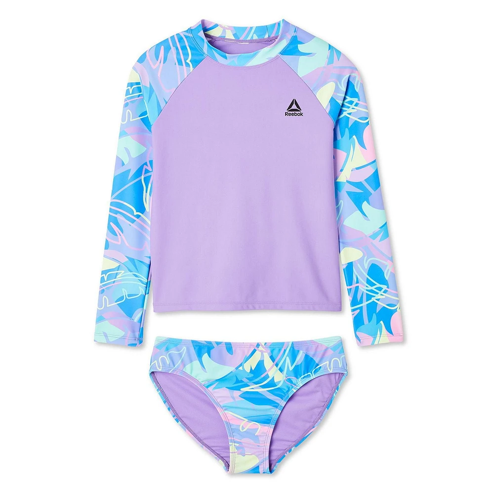 Ensemble 2 Pièces Rashguard À Manches Longues et Bas De Maillot Reebok Delta Pour Fille Maillots Bain Filles