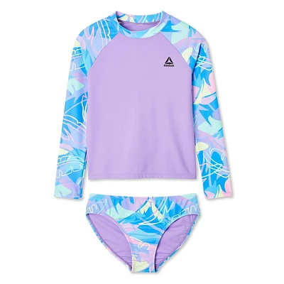 Ensemble 2 Pièces Rashguard À Manches Longues et Bas De Maillot Reebok Delta Pour Fille Maillots Bain Filles