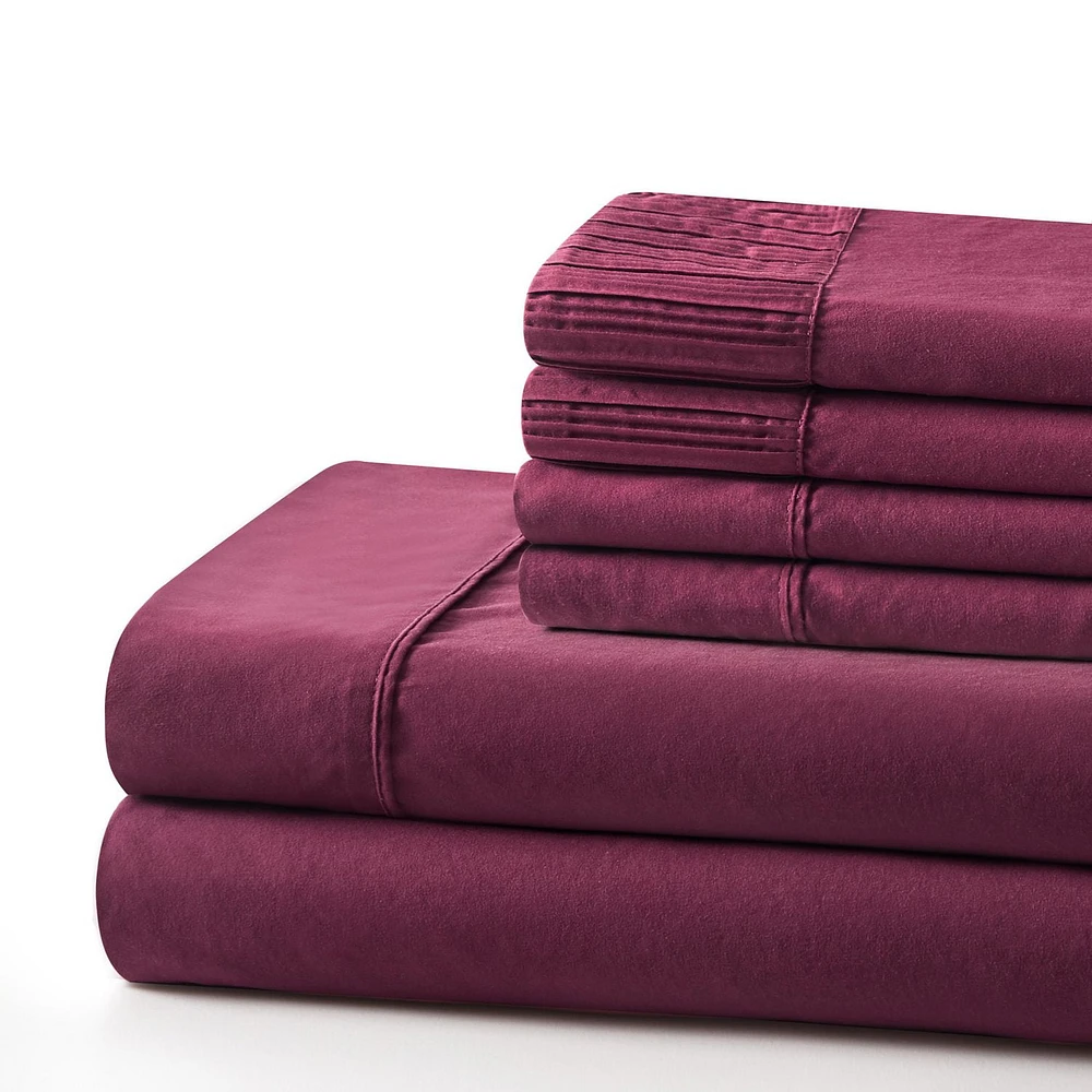 Marina Decoration Ultra Soft Silky Deep Pocket Solid Rayon from Bamboo Bedding All Season Sheet Set with Pillowcases