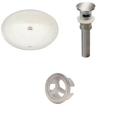 19.75-in. W Oval Bathroom Undermount Sink Set In Biscuit - Brushed Nickel Hardware - Overflow Drain Incl. AI-20552