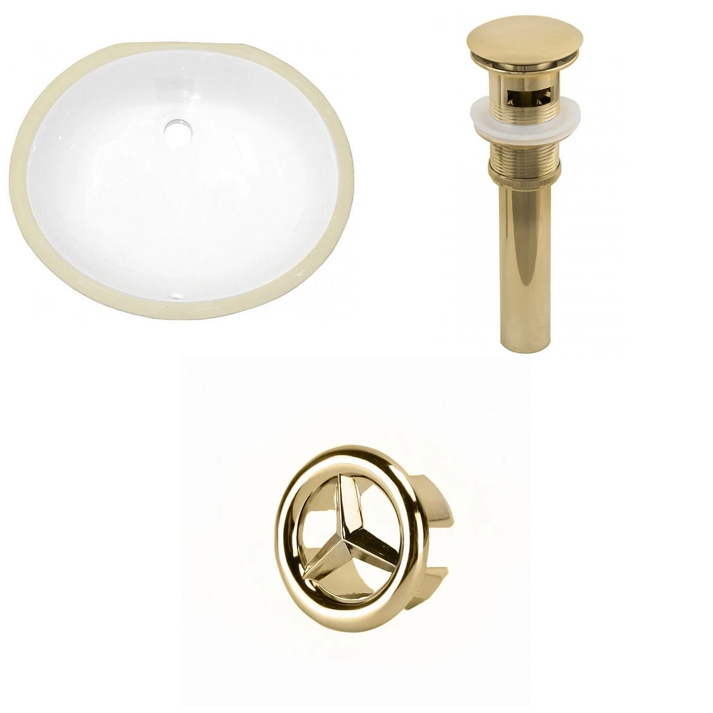 19.5-in. W Oval Bathroom Undermount Sink Set In White - Gold Hardware - Overflow Drain Incl. AI-20547