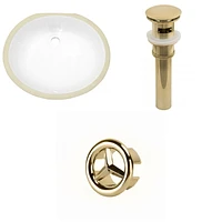 19.5-in. W Oval Bathroom Undermount Sink Set In White - Gold Hardware - Overflow Drain Incl. AI-20547