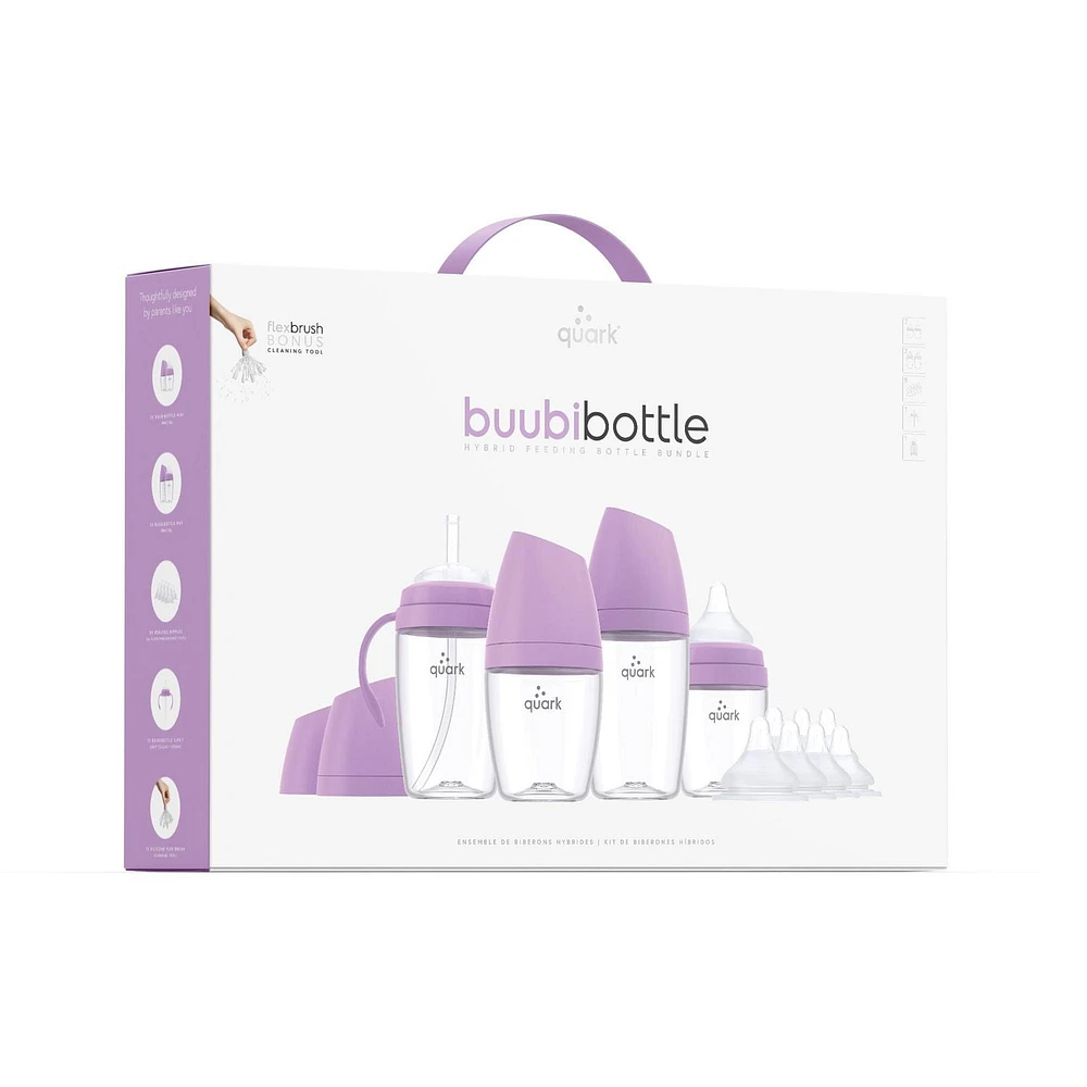 Quark - BuubiBottle Baby Bottles, Nipples and Sippy Straw Cup Bundle - Purple