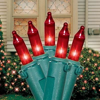 Holiday Time 100-Count Red Incandescent Mini Christmas Lights, with Green Wire, 19.2'