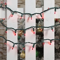 Holiday Time 100-Count Red Incandescent Mini Christmas Lights, with Green Wire, 19.2'