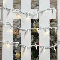 Holiday Time 100-Count Clear Incandescent Mini Christmas Lights, with White Wire, 19.2'