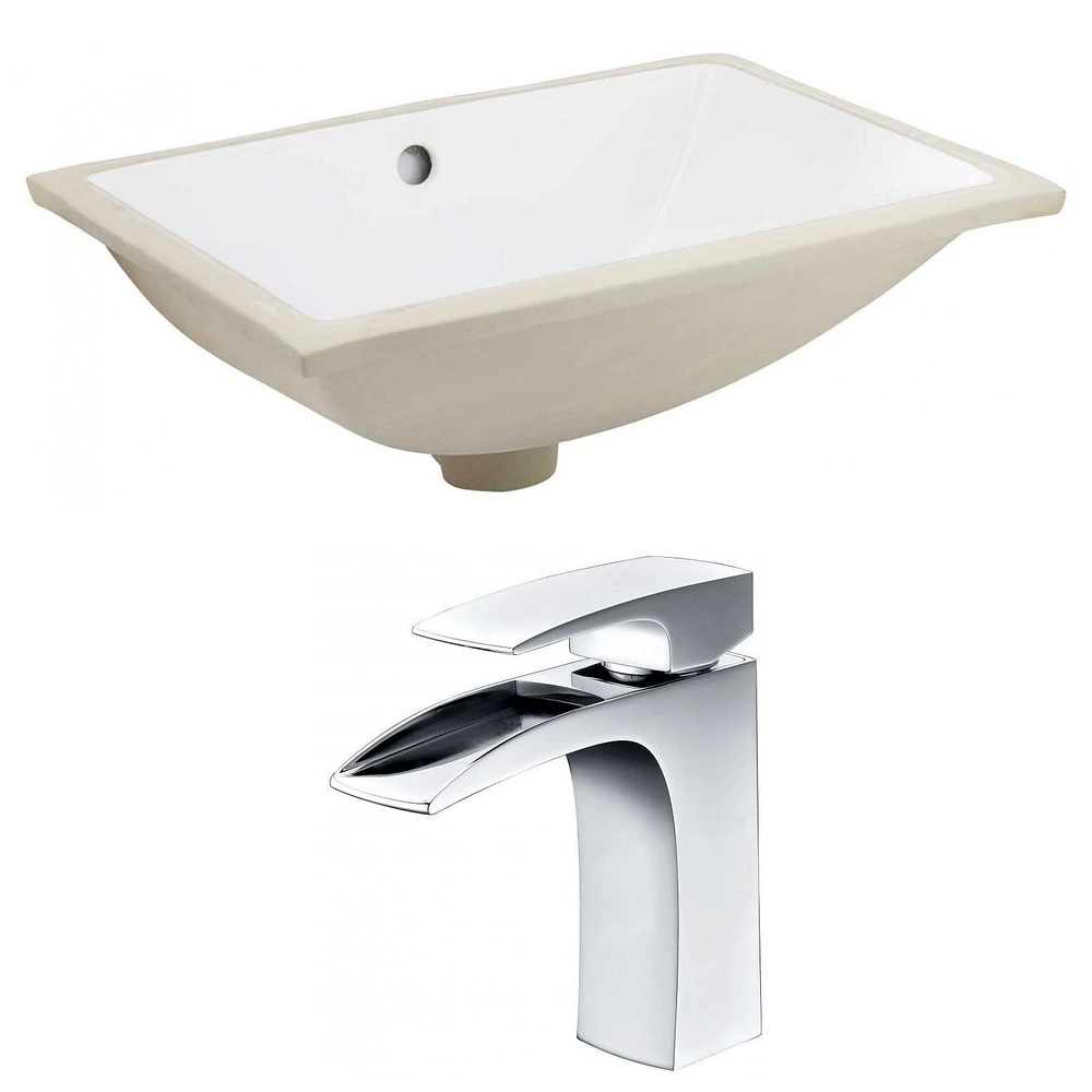 in. W Rectangle Bathroom Undermount Sink Set In White