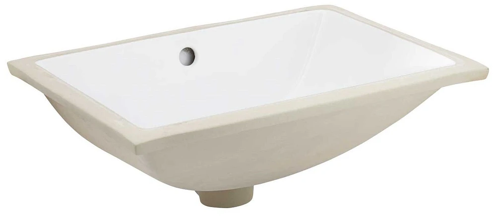 in. W Rectangle Bathroom Undermount Sink Set In White